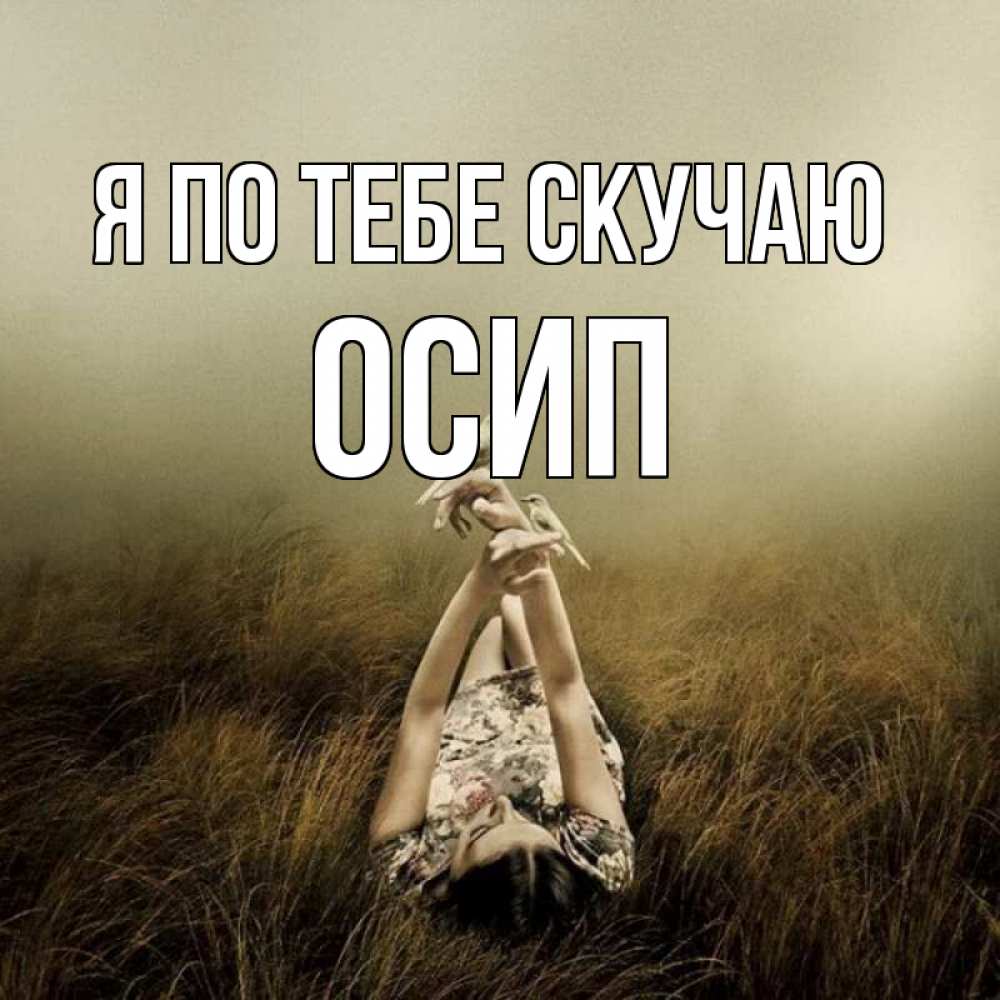 Открытка на каждый день с именем, Осип Я по тебе скучаю девушка с голубями Прикольная открытка с пожеланием онлайн скачать бесплатно 