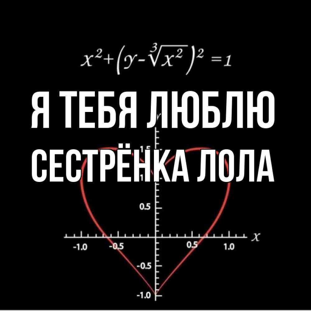 Открытка на каждый день с именем, Сестрёнка-Лола Я тебя люблю сердечная формула Прикольная открытка с пожеланием онлайн скачать бесплатно 