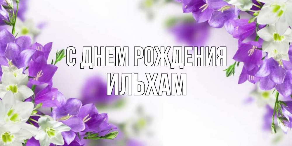 Открытка на каждый день с именем, Ильхам С днем рождения открытка на день рождения с сиреневыми цветами Прикольная открытка с пожеланием онлайн скачать бесплатно 