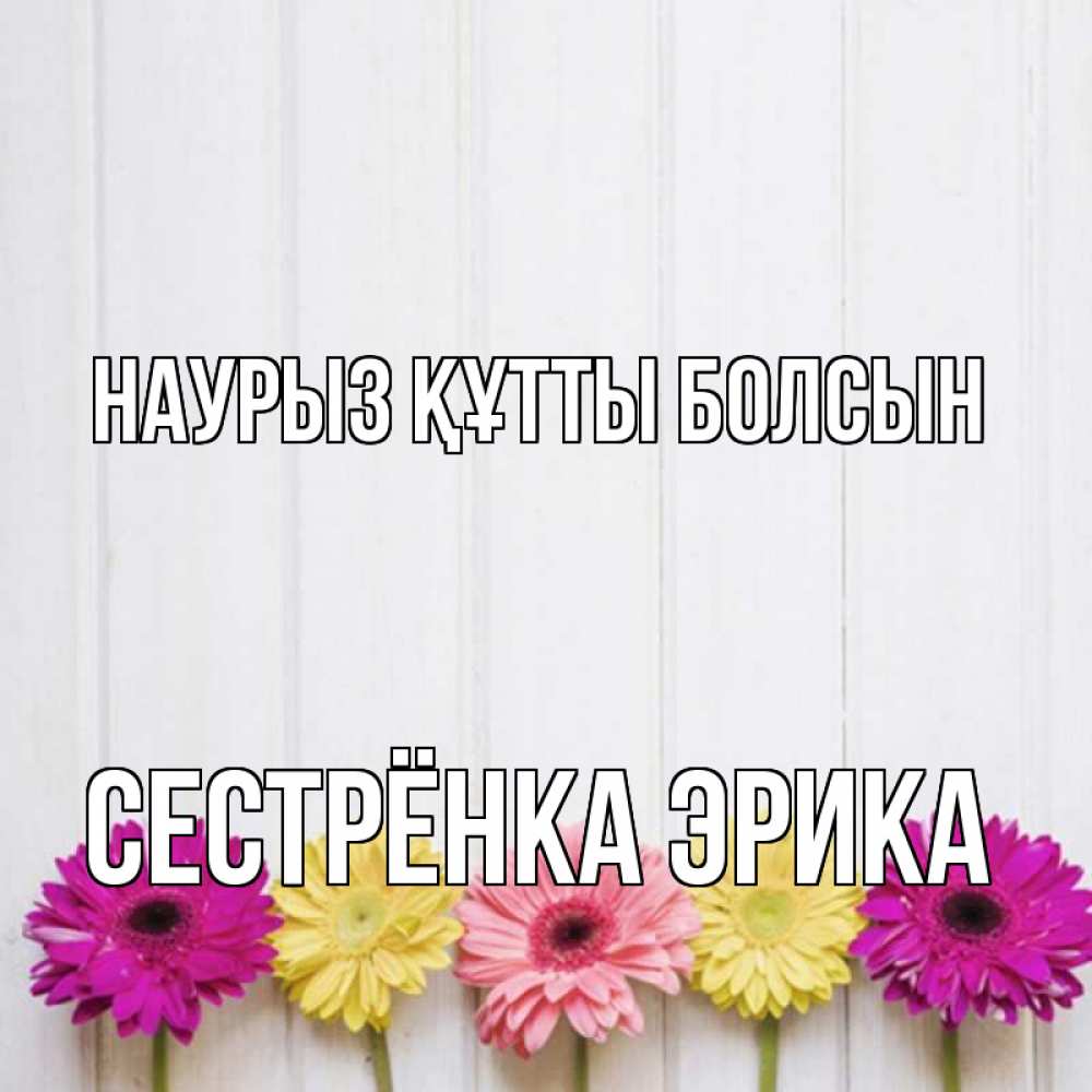 Открытка на каждый день с именем, Сестрёнка-Эрика Наурыз құтты болсын женщинам 1 Прикольная открытка с пожеланием онлайн скачать бесплатно 
