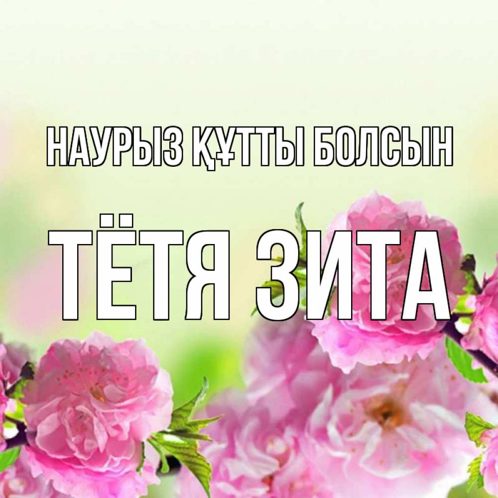 Открытка на каждый день с именем, Тётя-Зита Наурыз құтты болсын цветы Прикольная открытка с пожеланием онлайн скачать бесплатно 