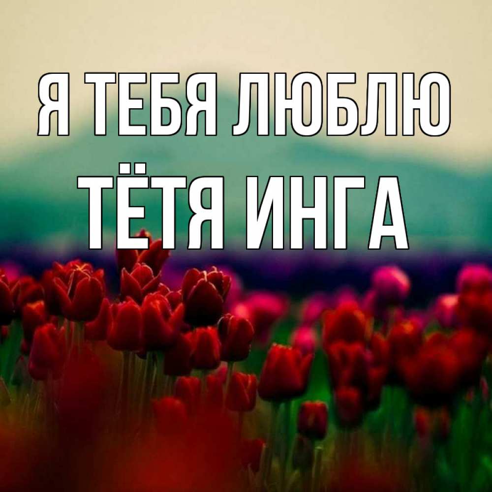 Открытка на каждый день с именем, Тётя-Инга Я тебя люблю тюльпаны 4 Прикольная открытка с пожеланием онлайн скачать бесплатно 