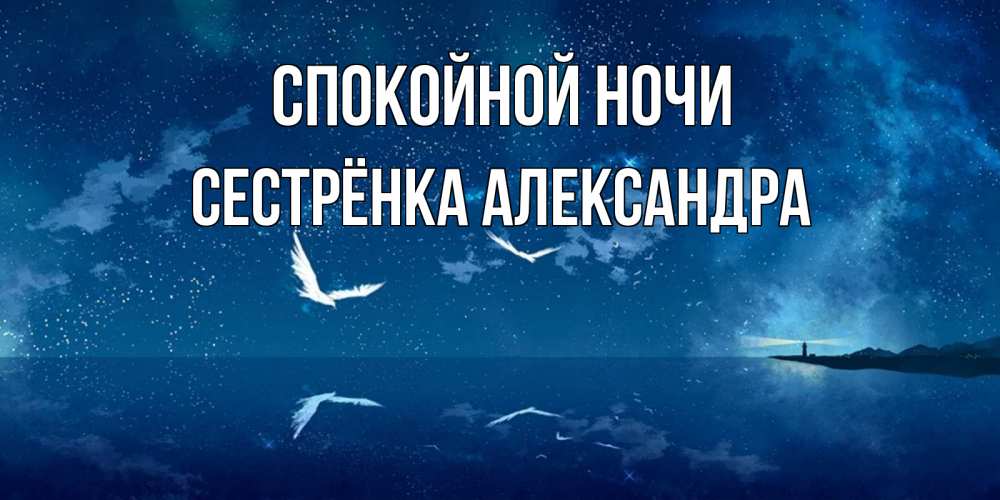 Открытка на каждый день с именем, Сестрёнка-Александра Спокойной ночи птицы летят на фоне ночного неба Прикольная открытка с пожеланием онлайн скачать бесплатно 