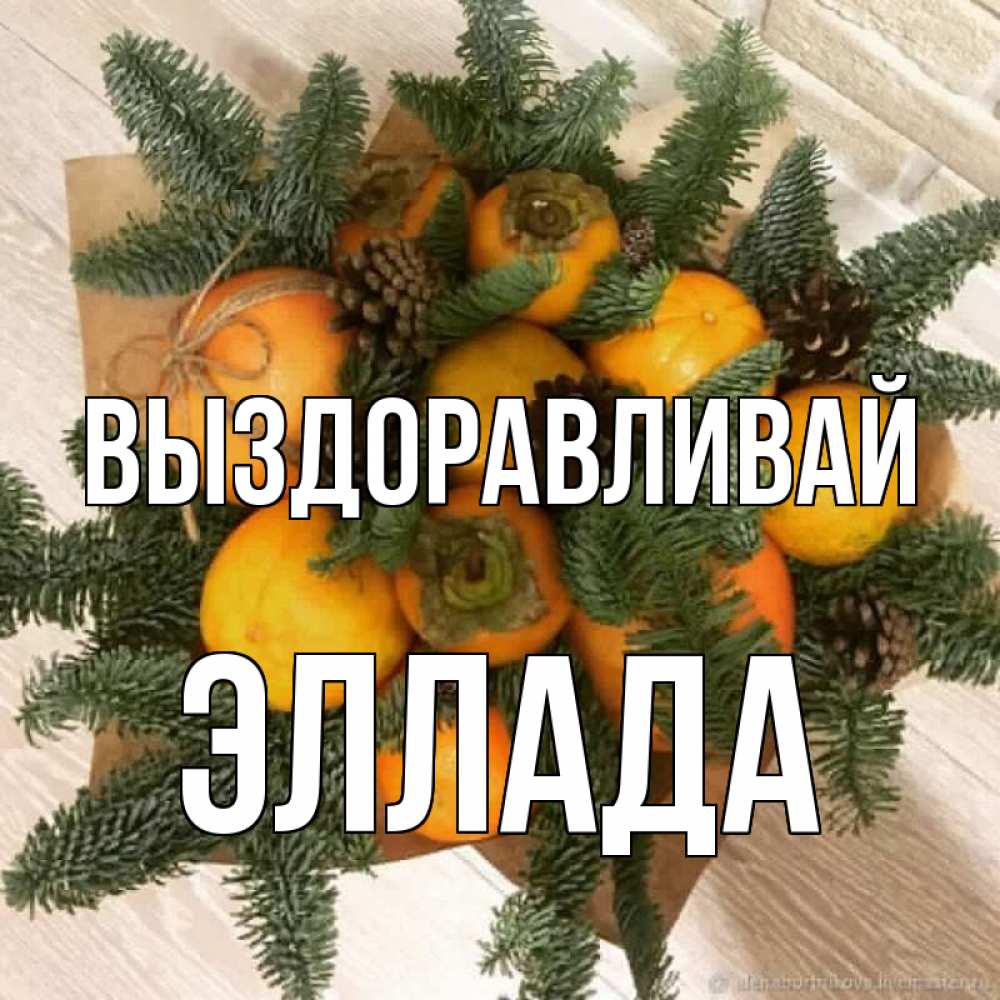 Открытка на каждый день с именем, Эллада Выздоравливай апельсины и хурьма Прикольная открытка с пожеланием онлайн скачать бесплатно 