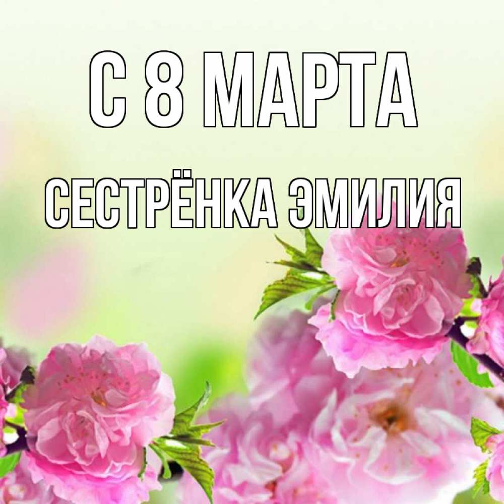 Открытка на каждый день с именем, Сестрёнка-Эмилия С 8 МАРТА цветы Прикольная открытка с пожеланием онлайн скачать бесплатно 