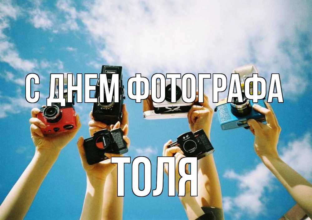 Открытка на каждый день с именем, Толя С днем фотографа с днем фотографа Прикольная открытка с пожеланием онлайн скачать бесплатно 