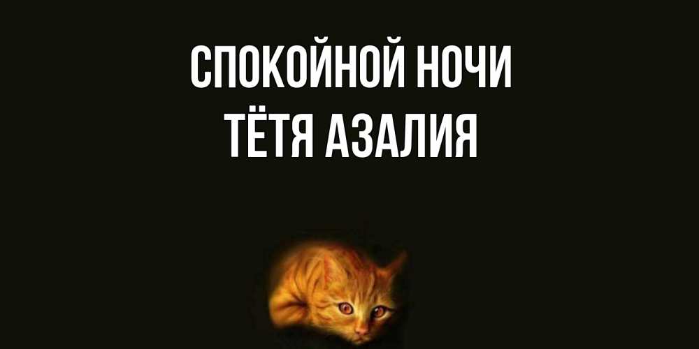 Открытка на каждый день с именем, Тётя-Азалия Спокойной ночи кот Прикольная открытка с пожеланием онлайн скачать бесплатно 