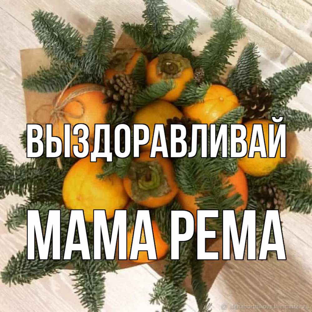 Открытка на каждый день с именем, Мама-Рема Выздоравливай апельсины и хурьма Прикольная открытка с пожеланием онлайн скачать бесплатно 