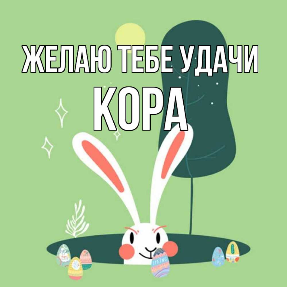 Открытка на каждый день с именем, Кора Желаю тебе удачи заяц Прикольная открытка с пожеланием онлайн скачать бесплатно 