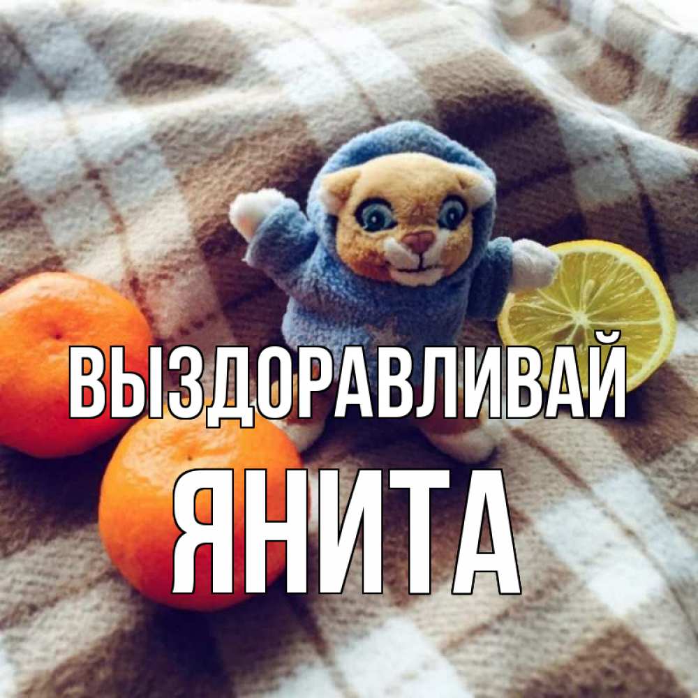 Открытка на каждый день с именем, Янита Выздоравливай вот тебе апельсинка и лимон Прикольная открытка с пожеланием онлайн скачать бесплатно 