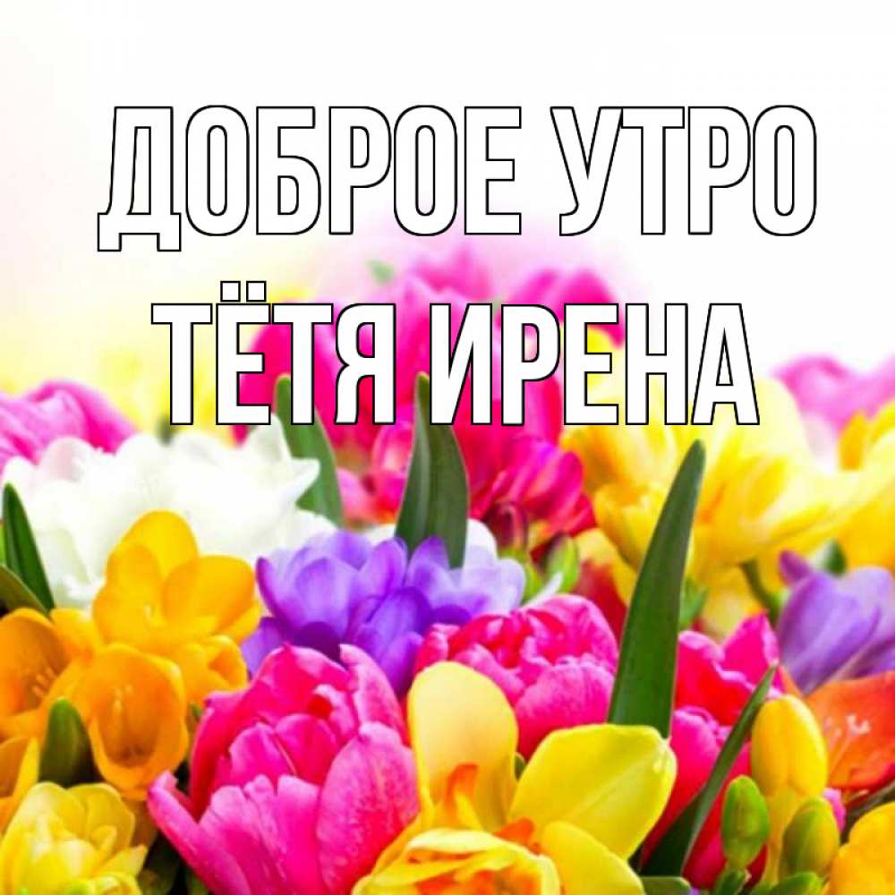 Открытка на каждый день с именем, Тётя-Ирена Доброе утро создать открытку со свое подписью Прикольная открытка с пожеланием онлайн скачать бесплатно 