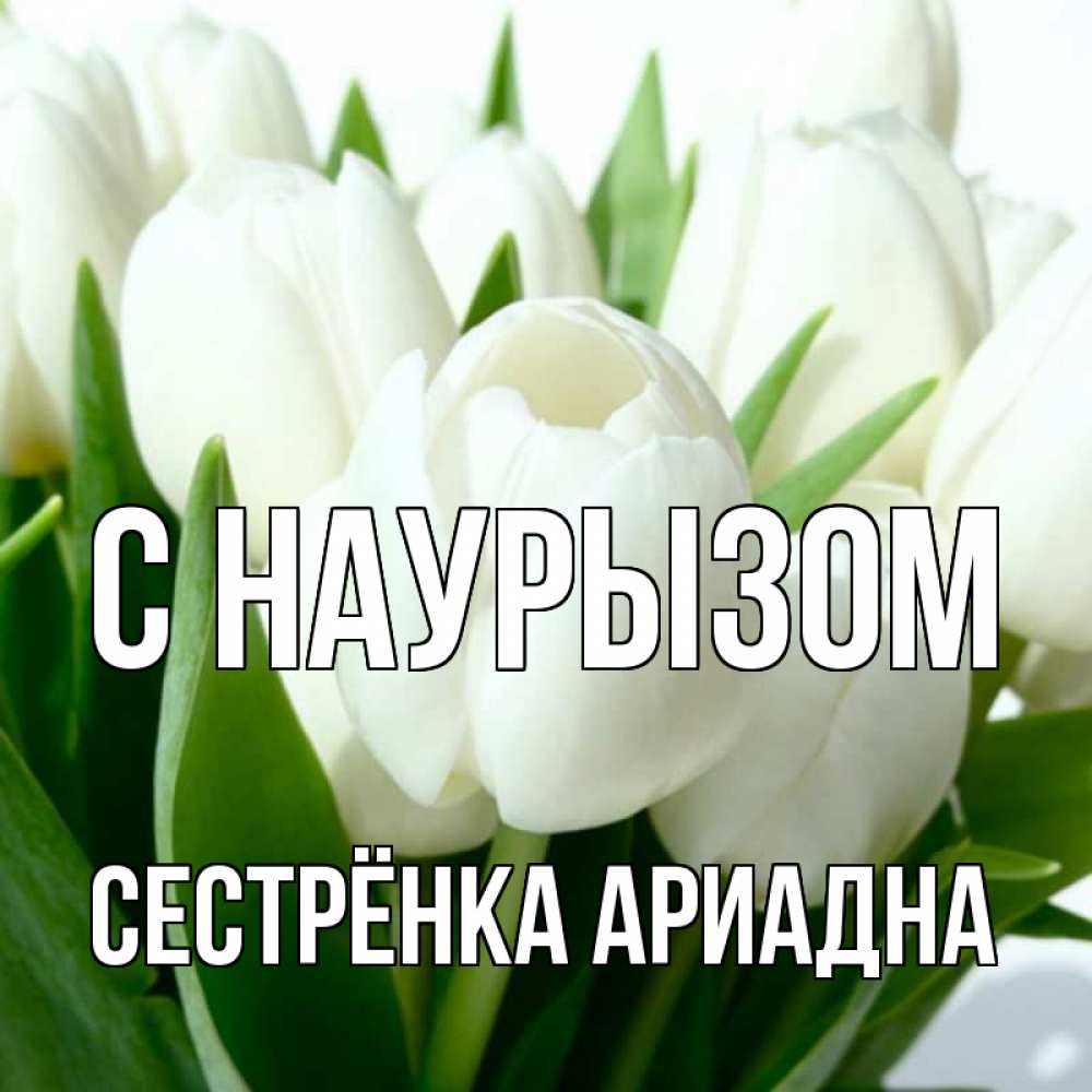 Открытка на каждый день с именем, Сестрёнка-Ариадна С наурызом цветы Прикольная открытка с пожеланием онлайн скачать бесплатно 