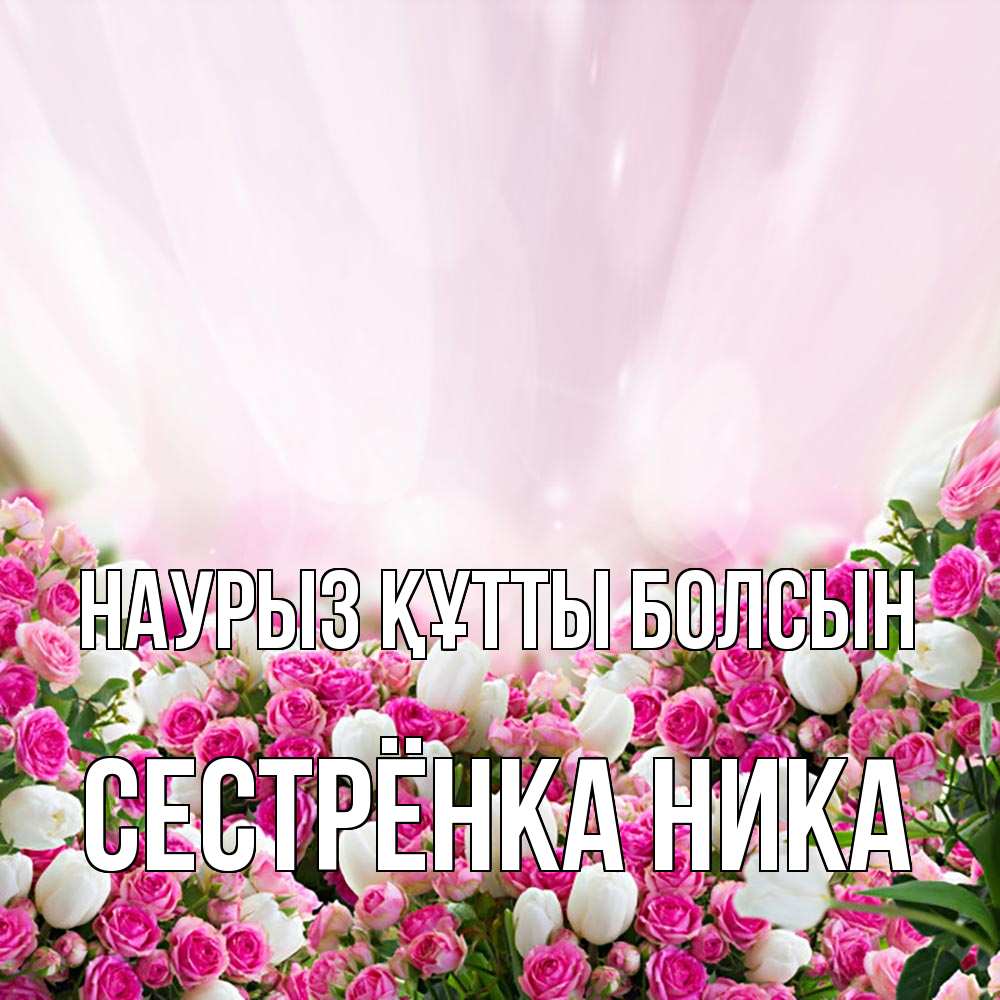 Открытка на каждый день с именем, Сестрёнка-Ника Наурыз құтты болсын под снегом Прикольная открытка с пожеланием онлайн скачать бесплатно 