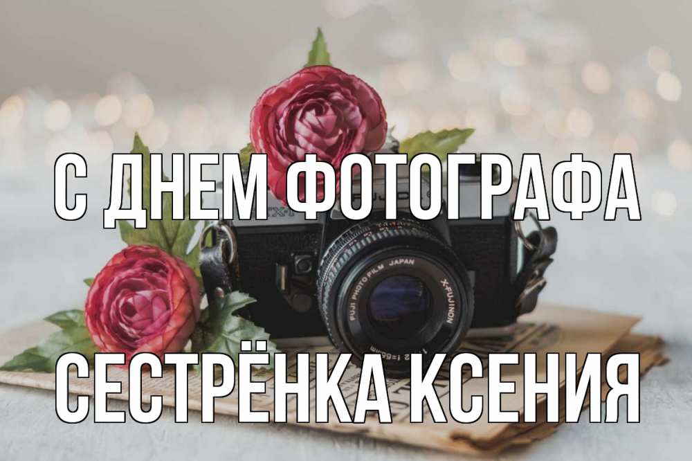 Открытка на каждый день с именем, Сестрёнка-Ксения С днем фотографа с днем фотографа Прикольная открытка с пожеланием онлайн скачать бесплатно 