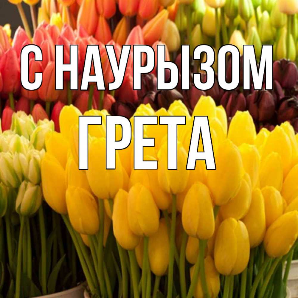 Открытка на каждый день с именем, Грета С наурызом цветы Прикольная открытка с пожеланием онлайн скачать бесплатно 
