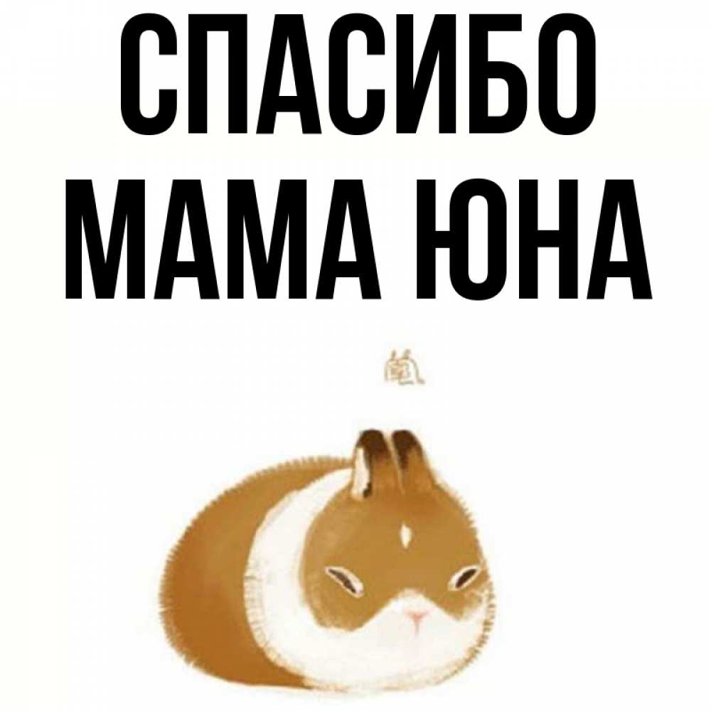 Открытка на каждый день с именем, Мама-Юна Спасибо коричнево белый домашний питомец Прикольная открытка с пожеланием онлайн скачать бесплатно 