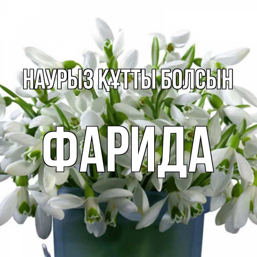 Открытка на каждый день с именем, Фарида Наурыз құтты болсын цветы к наурызу Прикольная открытка с пожеланием онлайн скачать бесплатно 