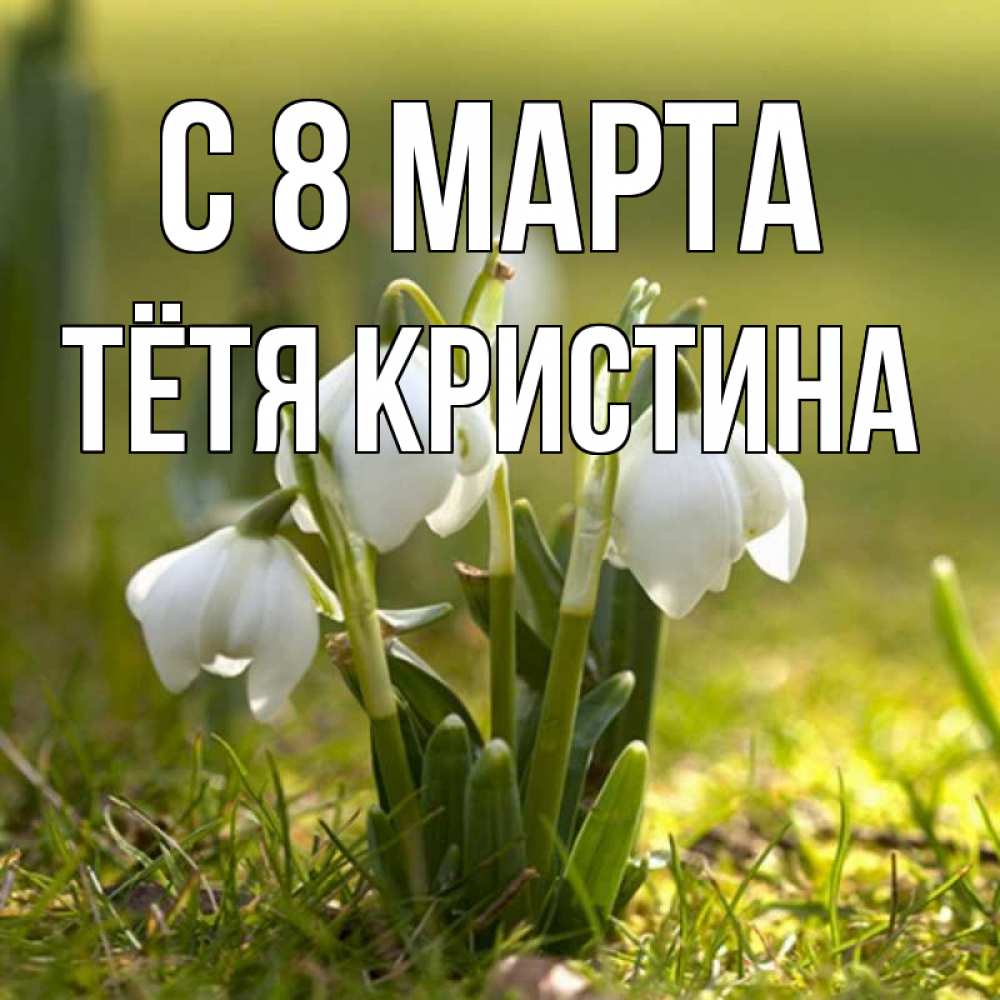 Открытка на каждый день с именем, Тётя-Кристина С 8 МАРТА ранние цветы 2 Прикольная открытка с пожеланием онлайн скачать бесплатно 