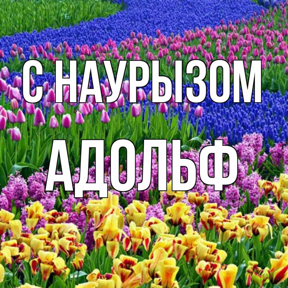 Открытка на каждый день с именем, Адольф С наурызом цветы Прикольная открытка с пожеланием онлайн скачать бесплатно 