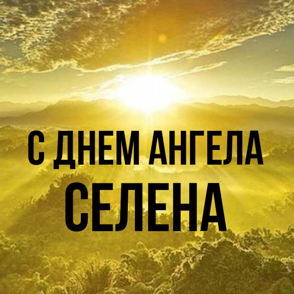 Открытка на каждый день с именем, Селена С днем ангела леса и небо в желтом Прикольная открытка с пожеланием онлайн скачать бесплатно 