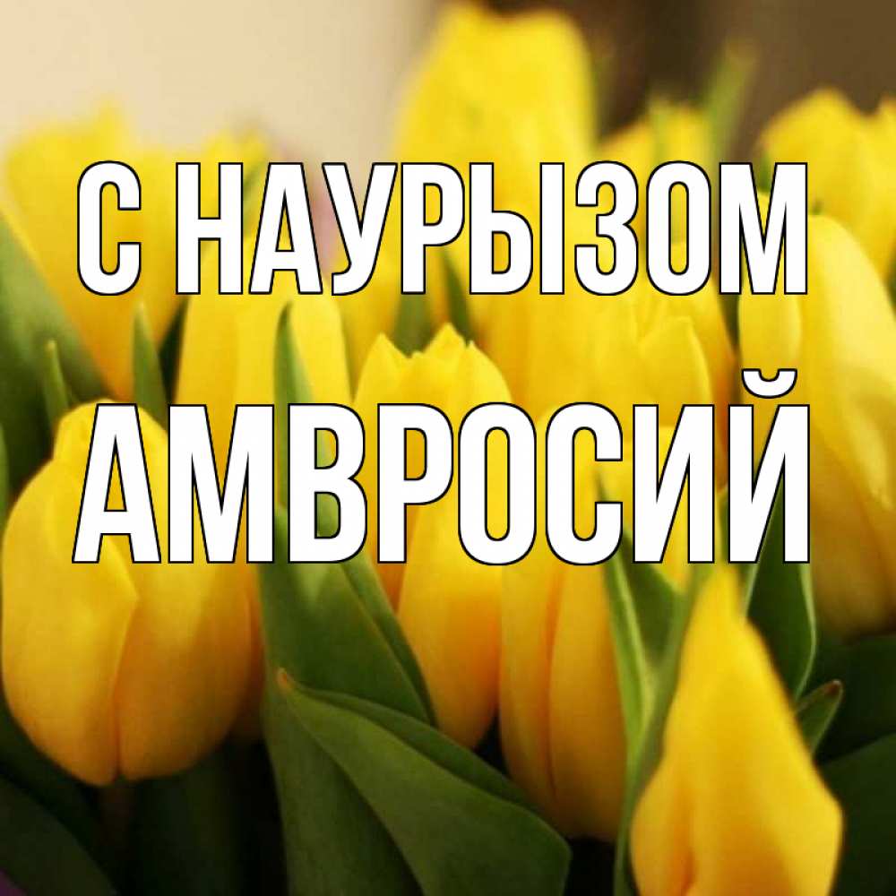 Открытка на каждый день с именем, Амвросий С наурызом цветы Прикольная открытка с пожеланием онлайн скачать бесплатно 