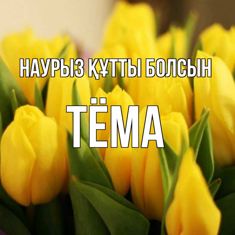Открытка на каждый день с именем, Тёма Наурыз құтты болсын цветы Прикольная открытка с пожеланием онлайн скачать бесплатно 