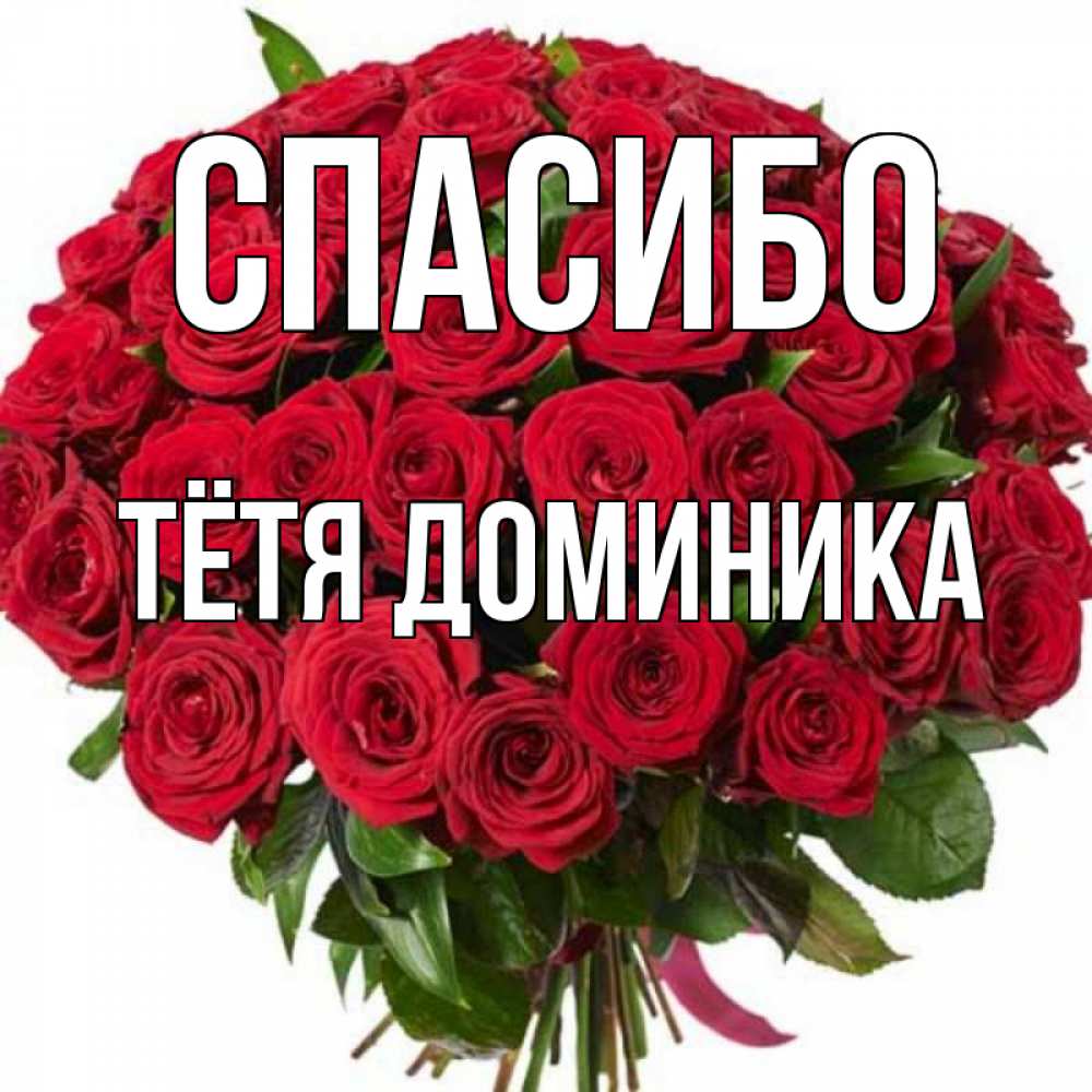 Открытка на каждый день с именем, Тётя-Доминика Спасибо букет красных роз Прикольная открытка с пожеланием онлайн скачать бесплатно 