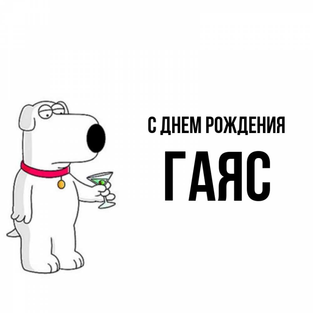 Открытка на каждый день с именем, Гаяс С днем рождения песик с оливками Прикольная открытка с пожеланием онлайн скачать бесплатно 