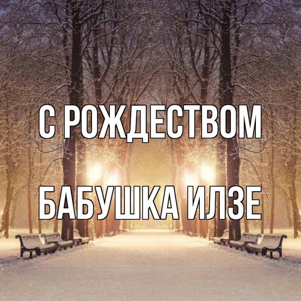 Открытка на каждый день с именем, Бабушка-Илзе С рождеством зима, парк, фонарь, лес Прикольная открытка с пожеланием онлайн скачать бесплатно 