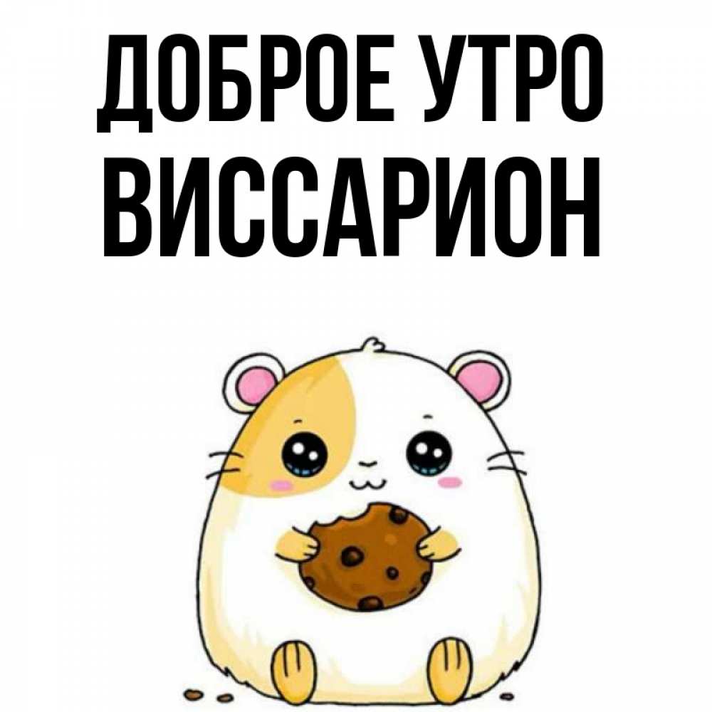 Открытка на каждый день с именем, Виссарион Доброе утро есть печеньку. Утречко Прикольная открытка с пожеланием онлайн скачать бесплатно 