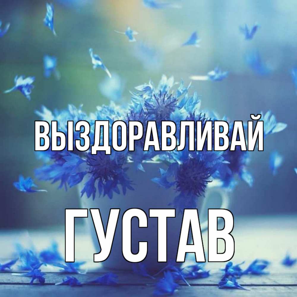 Открытка на каждый день с именем, Густав Выздоравливай кружка с зельем и цветами Прикольная открытка с пожеланием онлайн скачать бесплатно 