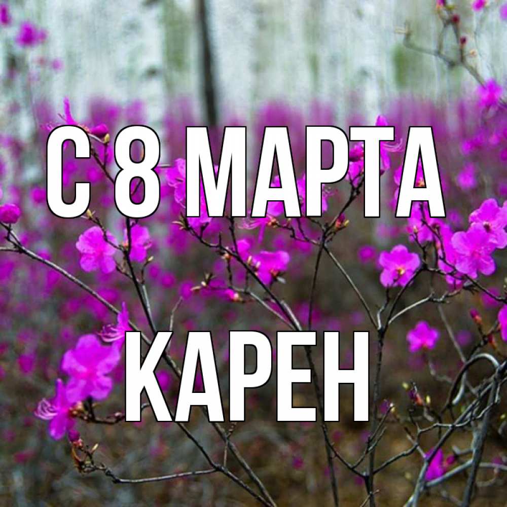 Открытка на каждый день с именем, Карен С 8 МАРТА дикие цветы Прикольная открытка с пожеланием онлайн скачать бесплатно 