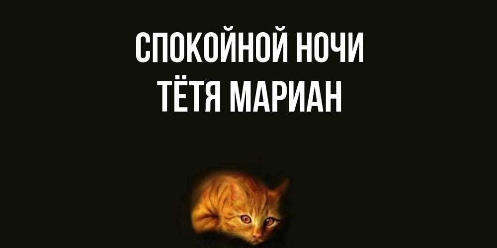 Открытка на каждый день с именем, Тётя-Мариан Спокойной ночи кот Прикольная открытка с пожеланием онлайн скачать бесплатно 