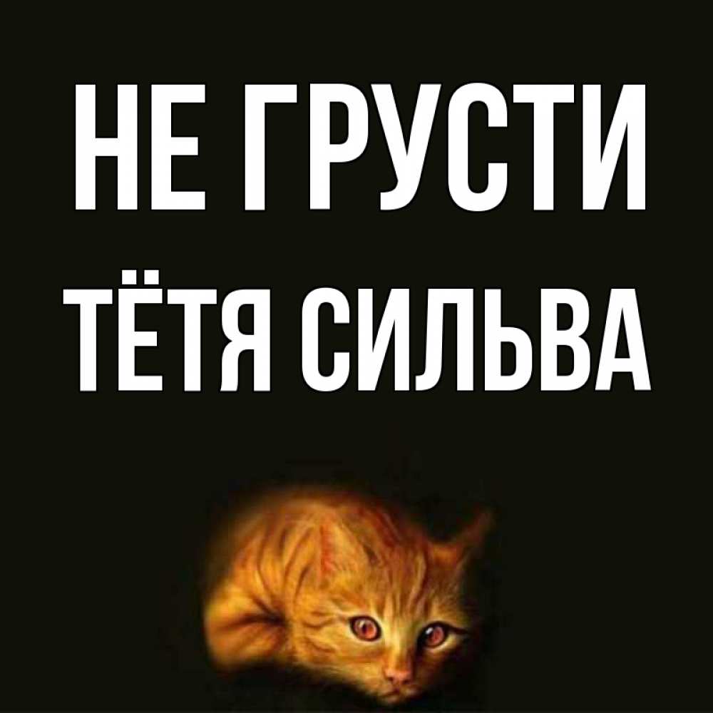Открытка на каждый день с именем, Тётя-Сильва Не грусти лежащий кот в темноте Прикольная открытка с пожеланием онлайн скачать бесплатно 