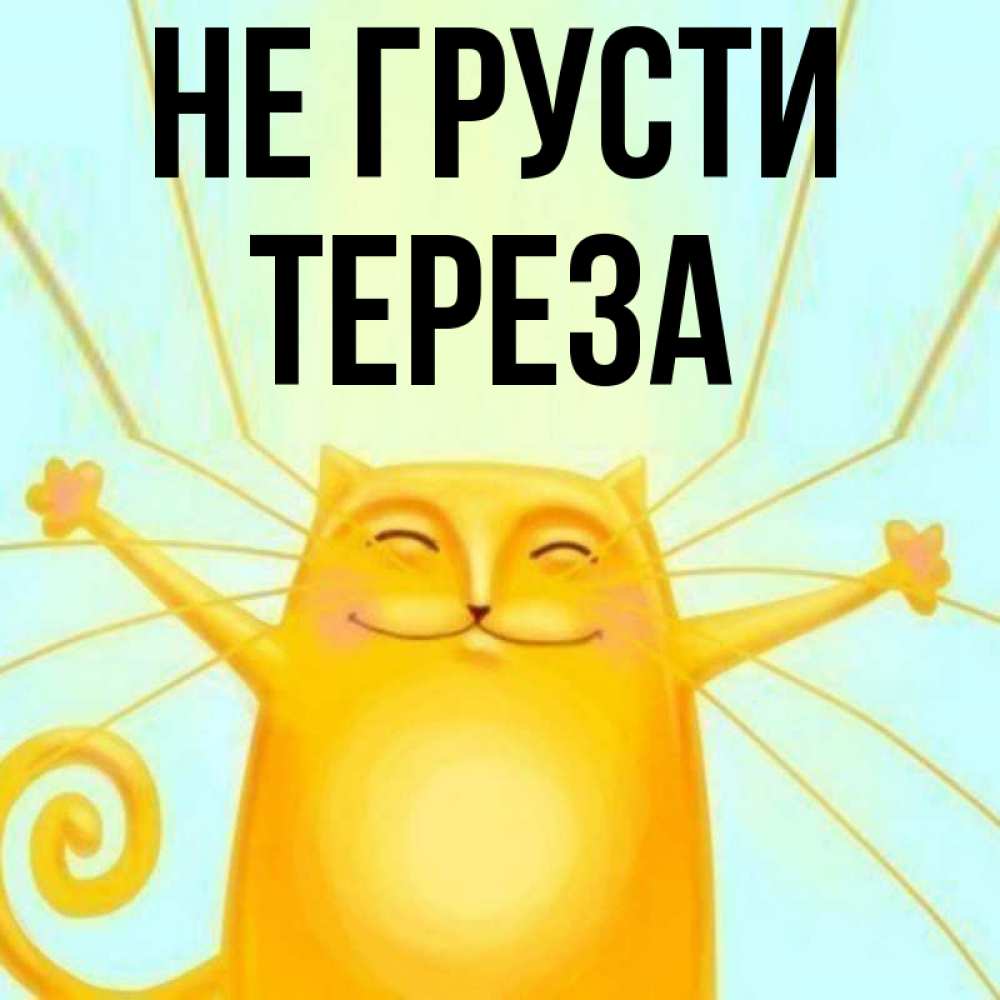 Открытка на каждый день с именем, Тереза Не грусти обнимашки усатые Прикольная открытка с пожеланием онлайн скачать бесплатно 