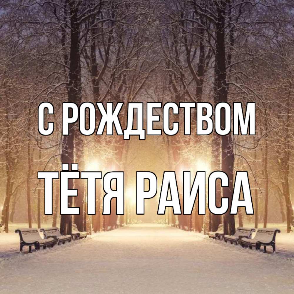 Открытка на каждый день с именем, Тётя-Раиса С рождеством зима, парк, фонарь, лес Прикольная открытка с пожеланием онлайн скачать бесплатно 