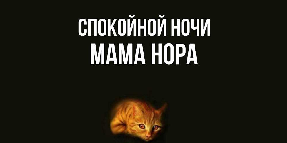Открытка на каждый день с именем, Мама-Нора Спокойной ночи кот Прикольная открытка с пожеланием онлайн скачать бесплатно 