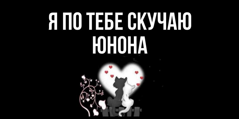 Открытка на каждый день с именем, Юнона Я по тебе скучаю коты Прикольная открытка с пожеланием онлайн скачать бесплатно 
