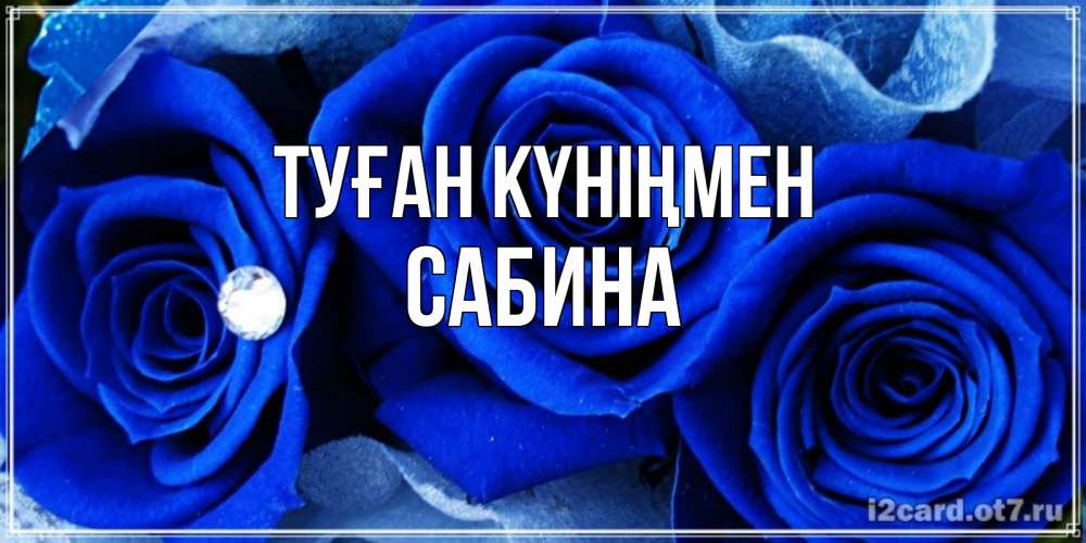 Открытка на каждый день с именем, Сабина Туған күніңмен синие розы в росе Прикольная открытка с пожеланием онлайн скачать бесплатно 
