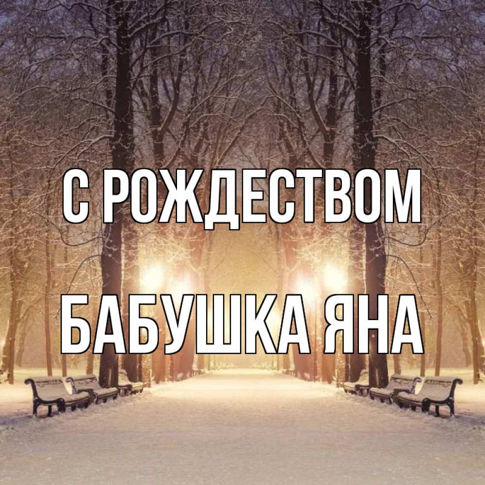 Открытка на каждый день с именем, Бабушка-Яна С рождеством зима, парк, фонарь, лес Прикольная открытка с пожеланием онлайн скачать бесплатно 