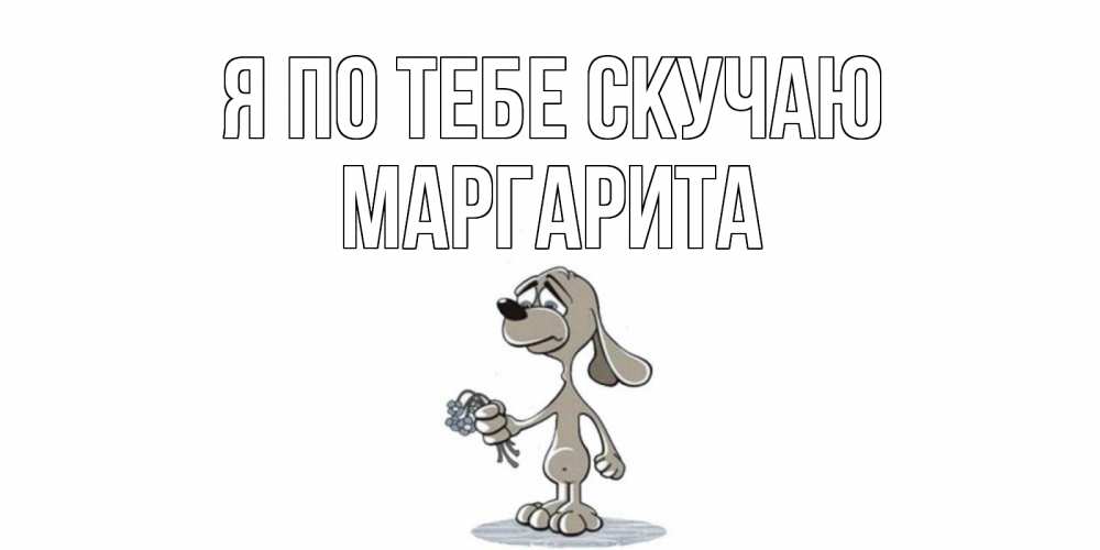Открытка на каждый день с именем, Маргарита Я по тебе скучаю я по тебе скучаю с песиком Прикольная открытка с пожеланием онлайн скачать бесплатно 
