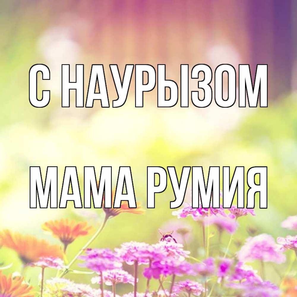 Открытка на каждый день с именем, Мама-Румия С наурызом цветы весна Прикольная открытка с пожеланием онлайн скачать бесплатно 