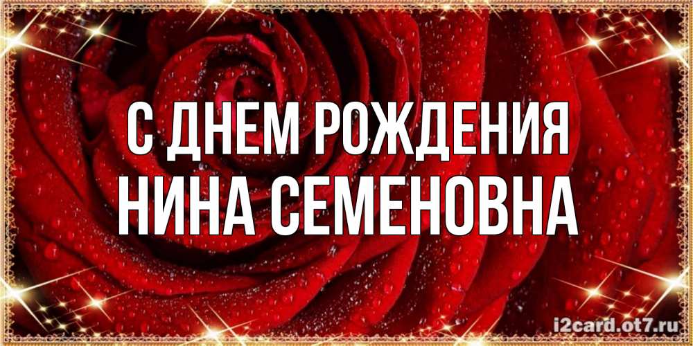 Открытка на каждый день с именем, Нина-Семеновна С днем рождения роса на розе блестящая в лучах солнца Прикольная открытка с пожеланием онлайн скачать бесплатно 