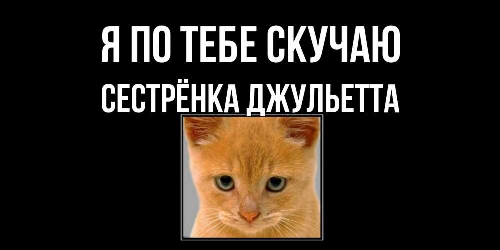 Открытка на каждый день с именем, Сестрёнка-Джульетта Я по тебе скучаю открытки рыжий котенок скучает по тебе Прикольная открытка с пожеланием онлайн скачать бесплатно 