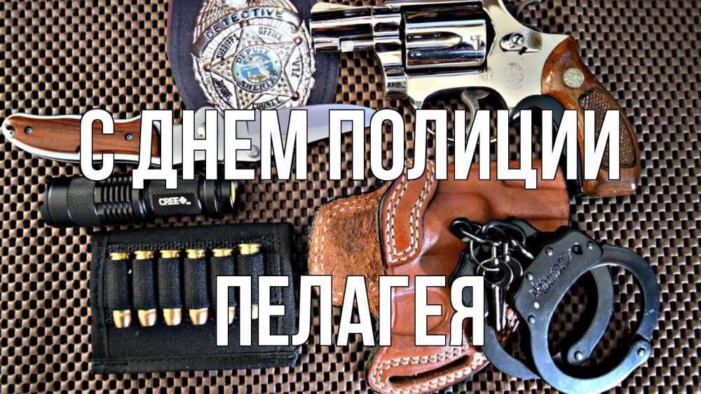 Открытка на каждый день с именем, Пелагея С днем полиции оружие Прикольная открытка с пожеланием онлайн скачать бесплатно 