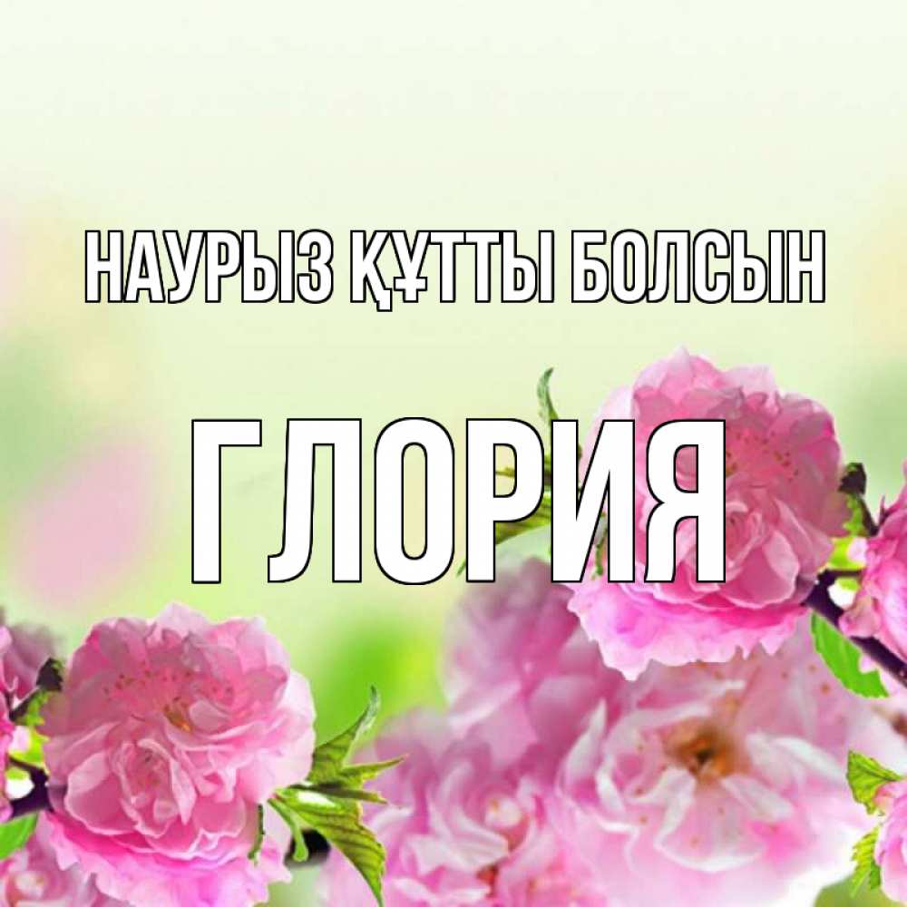 Открытка на каждый день с именем, Глория Наурыз құтты болсын цветы Прикольная открытка с пожеланием онлайн скачать бесплатно 