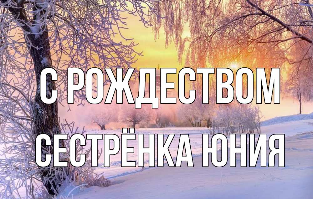 Открытка на каждый день с именем, Сестрёнка-Юния С рождеством рождество, лес, зима 1 Прикольная открытка с пожеланием онлайн скачать бесплатно 