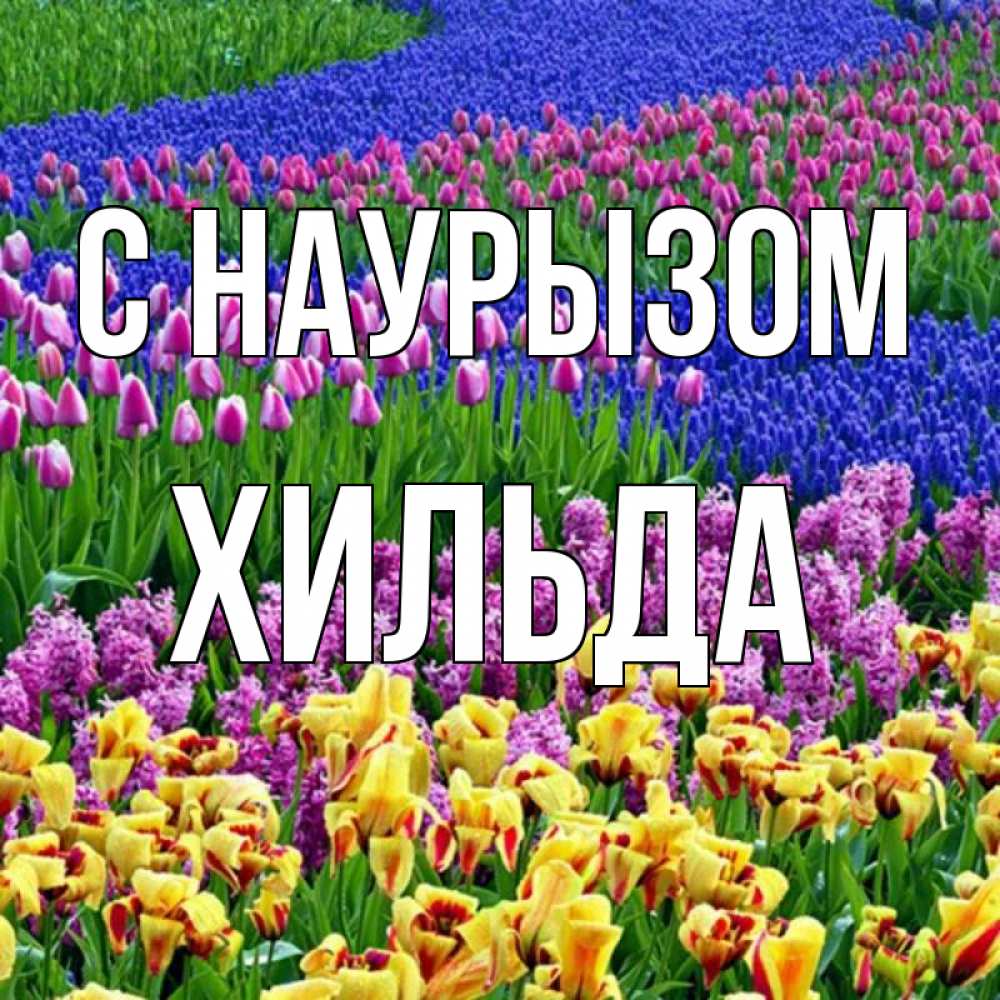 Открытка на каждый день с именем, Хильда С наурызом цветы Прикольная открытка с пожеланием онлайн скачать бесплатно 