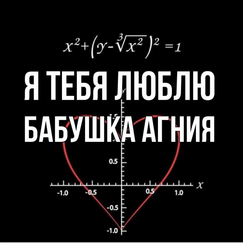 Открытка на каждый день с именем, Бабушка-Агния Я тебя люблю сердечная формула Прикольная открытка с пожеланием онлайн скачать бесплатно 