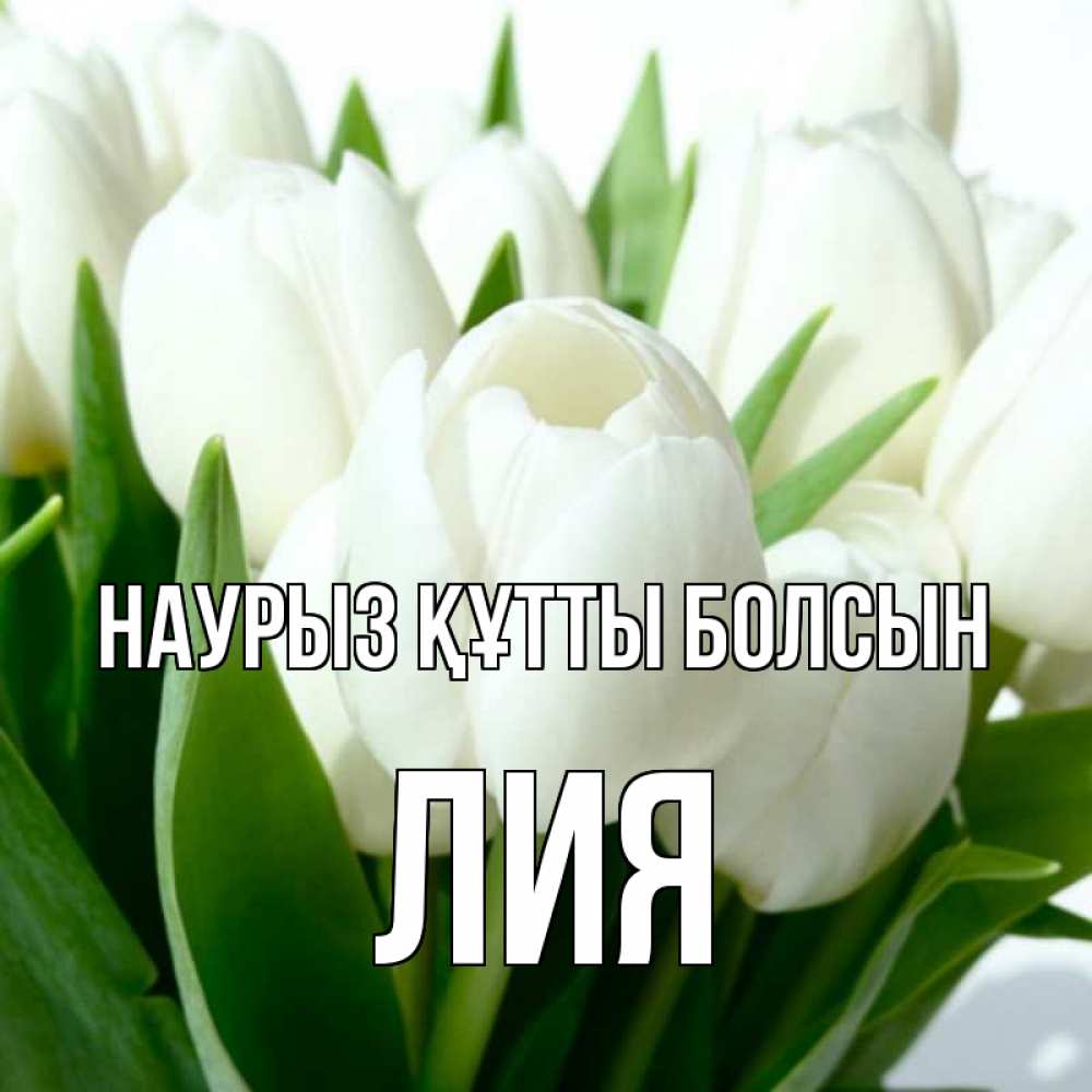 Открытка на каждый день с именем, Лия Наурыз құтты болсын цветы Прикольная открытка с пожеланием онлайн скачать бесплатно 